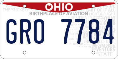 OH license plate GRO7784