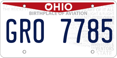 OH license plate GRO7785