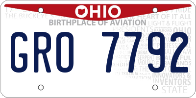 OH license plate GRO7792