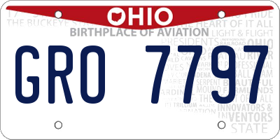 OH license plate GRO7797