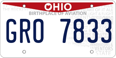OH license plate GRO7833