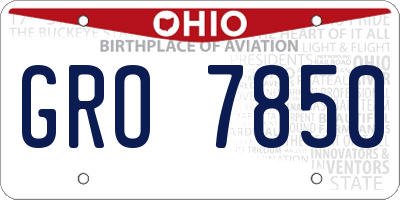 OH license plate GRO7850