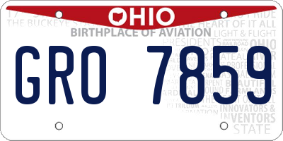 OH license plate GRO7859