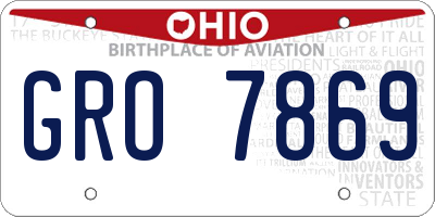 OH license plate GRO7869