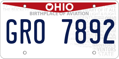 OH license plate GRO7892