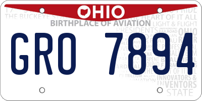 OH license plate GRO7894