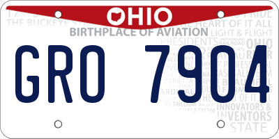OH license plate GRO7904