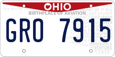 OH license plate GRO7915