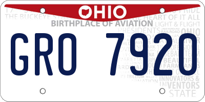 OH license plate GRO7920