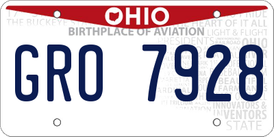 OH license plate GRO7928