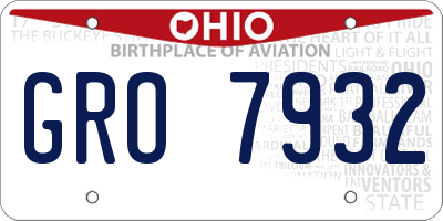 OH license plate GRO7932