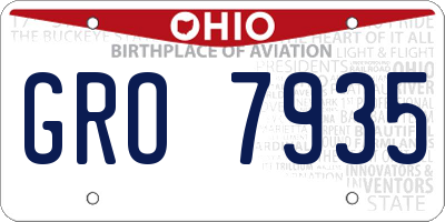 OH license plate GRO7935