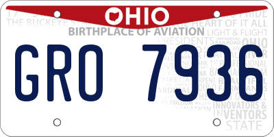 OH license plate GRO7936