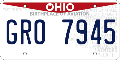 OH license plate GRO7945