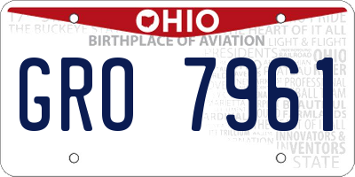 OH license plate GRO7961