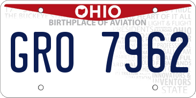 OH license plate GRO7962