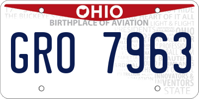 OH license plate GRO7963