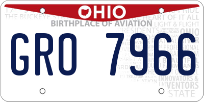 OH license plate GRO7966