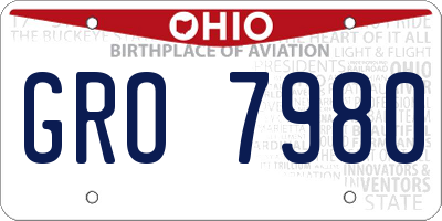 OH license plate GRO7980
