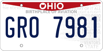 OH license plate GRO7981