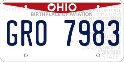 OH license plate GRO7983