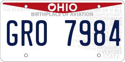 OH license plate GRO7984