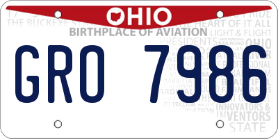 OH license plate GRO7986