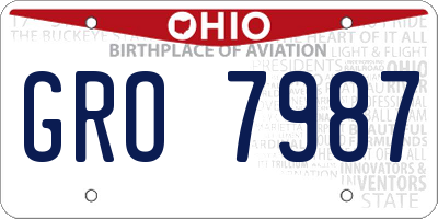 OH license plate GRO7987