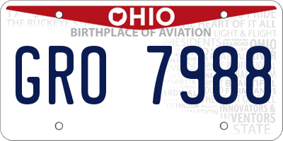OH license plate GRO7988