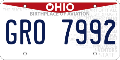 OH license plate GRO7992