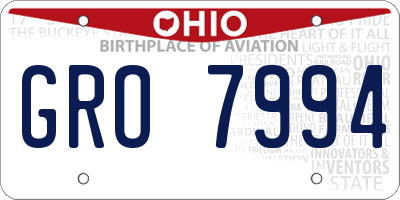 OH license plate GRO7994