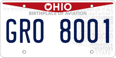 OH license plate GRO8001