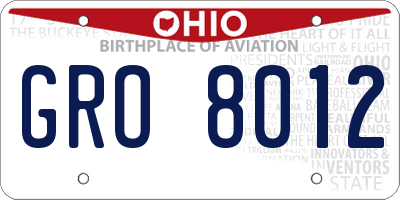 OH license plate GRO8012