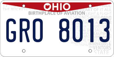 OH license plate GRO8013