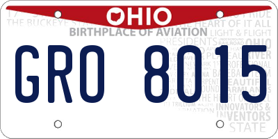 OH license plate GRO8015