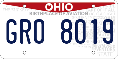OH license plate GRO8019