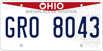 OH license plate GRO8043
