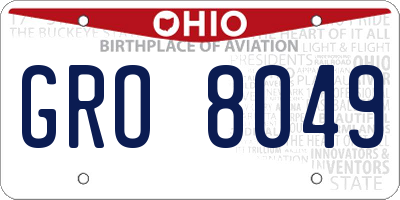 OH license plate GRO8049