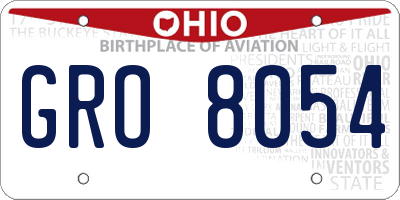 OH license plate GRO8054