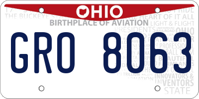 OH license plate GRO8063