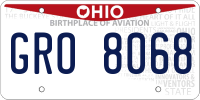 OH license plate GRO8068