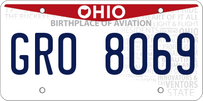 OH license plate GRO8069