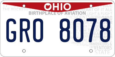 OH license plate GRO8078