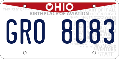 OH license plate GRO8083