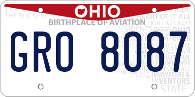 OH license plate GRO8087