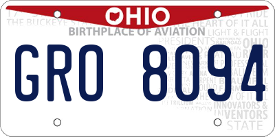 OH license plate GRO8094