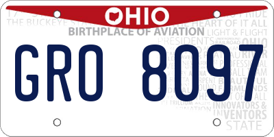 OH license plate GRO8097