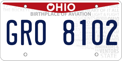OH license plate GRO8102