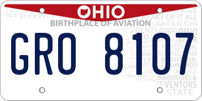 OH license plate GRO8107