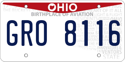 OH license plate GRO8116